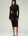 ZIP SHIRT DRESS IN ZEBRA MESH