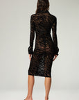 ZIP SHIRT DRESS IN ZEBRA MESH