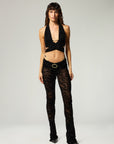 LOW-RIDER BUCKLE PANTS IN ZEBRA MESH
