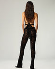 LOW-RIDER BUCKLE PANTS IN ZEBRA MESH