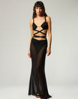 THE ULTIMATE V SHEER MAXI SKIRT TO WRAP-DRESS IN BLACK