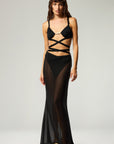 THE ULTIMATE V SHEER MAXI SKIRT TO WRAP-DRESS IN BLACK