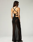 THE ULTIMATE V SHEER MAXI SKIRT TO WRAP-DRESS IN BLACK