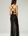 THE ULTIMATE V SHEER MAXI SKIRT TO WRAP-DRESS IN BLACK