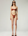 BUCKLE BANDEAU BIKINI SET IN  COPPER