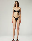 BUCKLE BANDEAU BIKINI SET IN BLACK