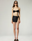 BUCKLE BANDEAU BIKINI TOP AND BUCKLE SLIT SKIRT SET IN BLACK