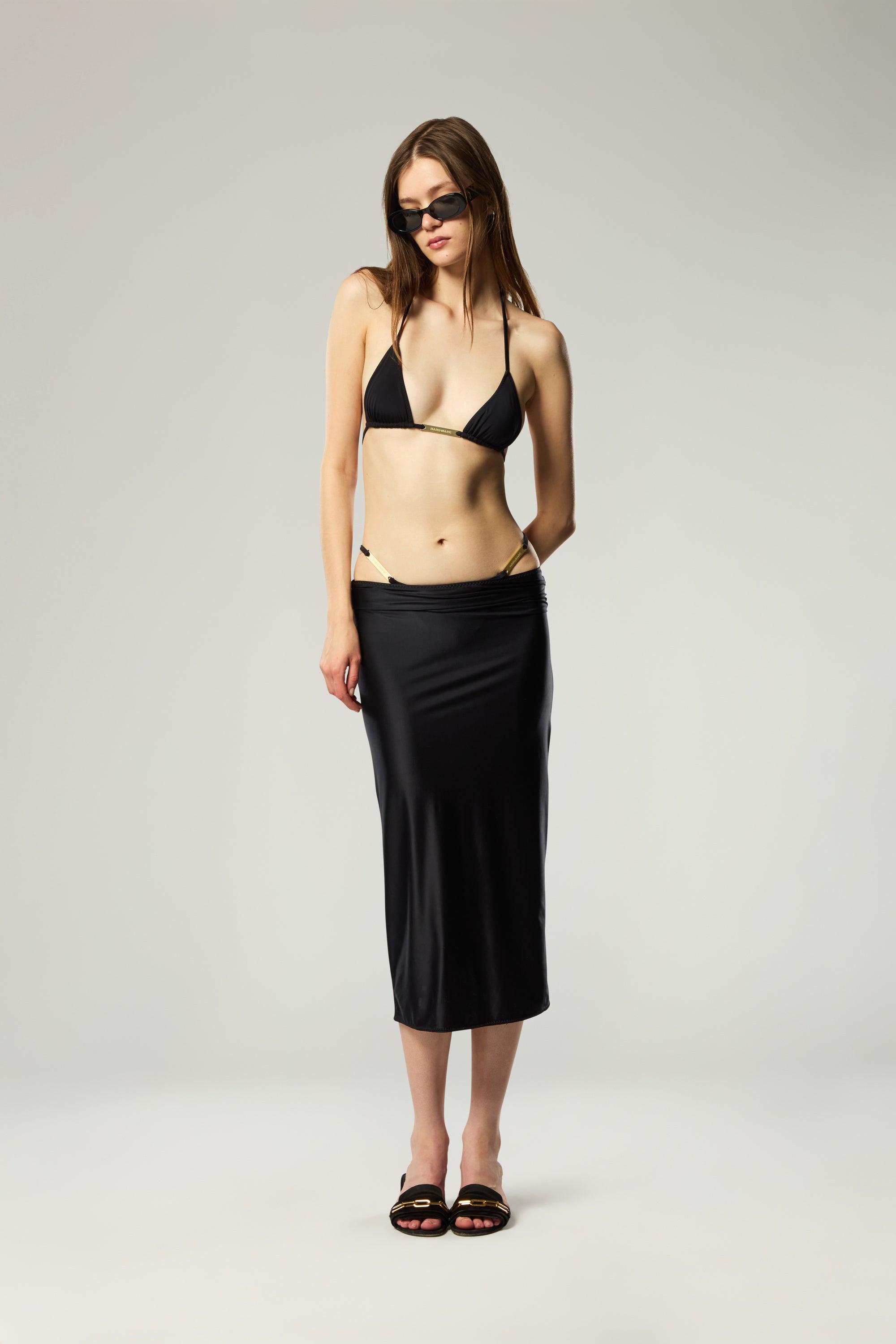 THE PENCIL MIDI SKIRT IN BLACK