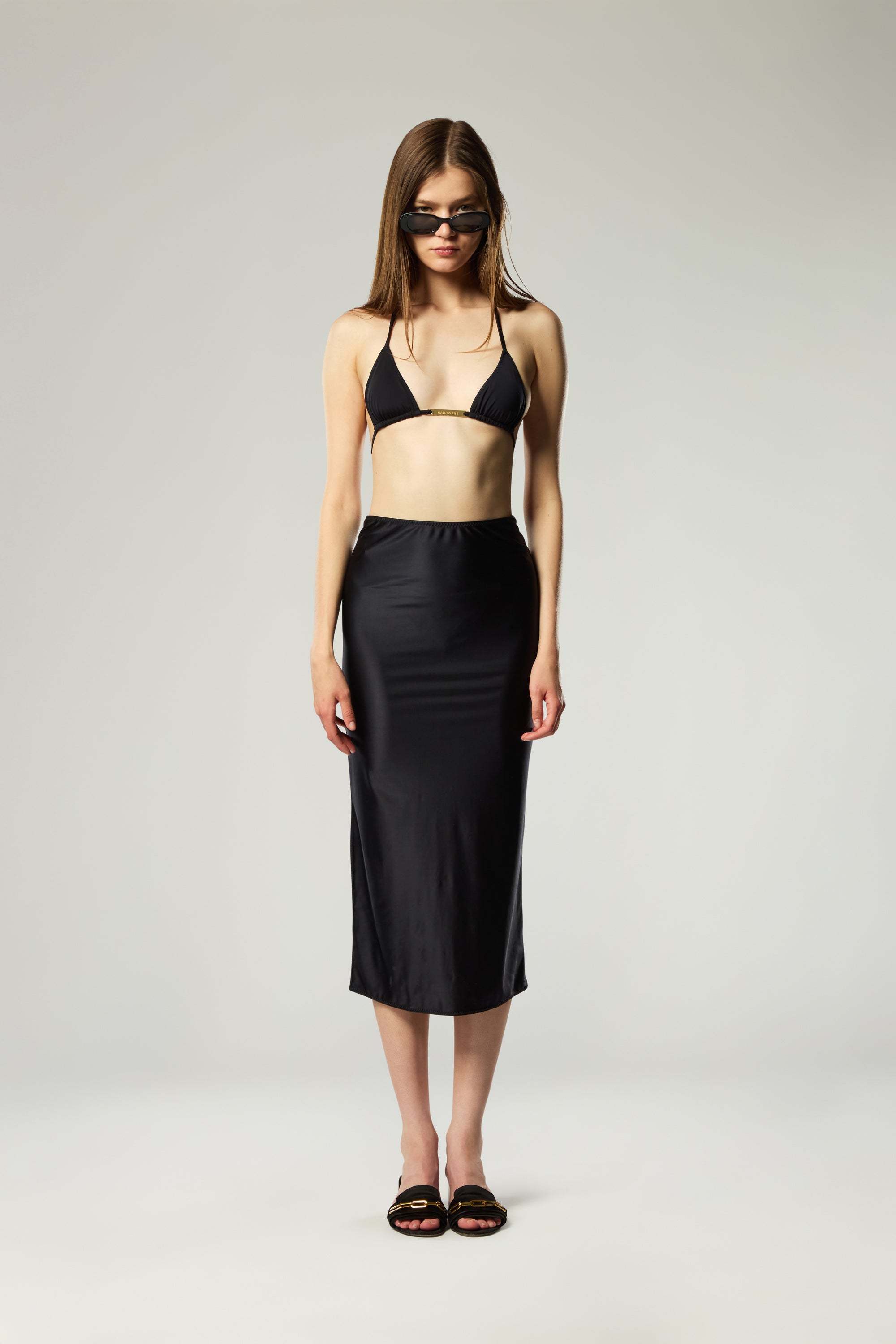 THE PENCIL MIDI SKIRT IN BLACK
