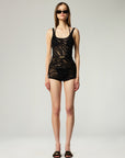 PLAYSUIT IN BLACK ZEBRA MESH