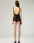 PLAYSUIT IN BLACK ZEBRA MESH