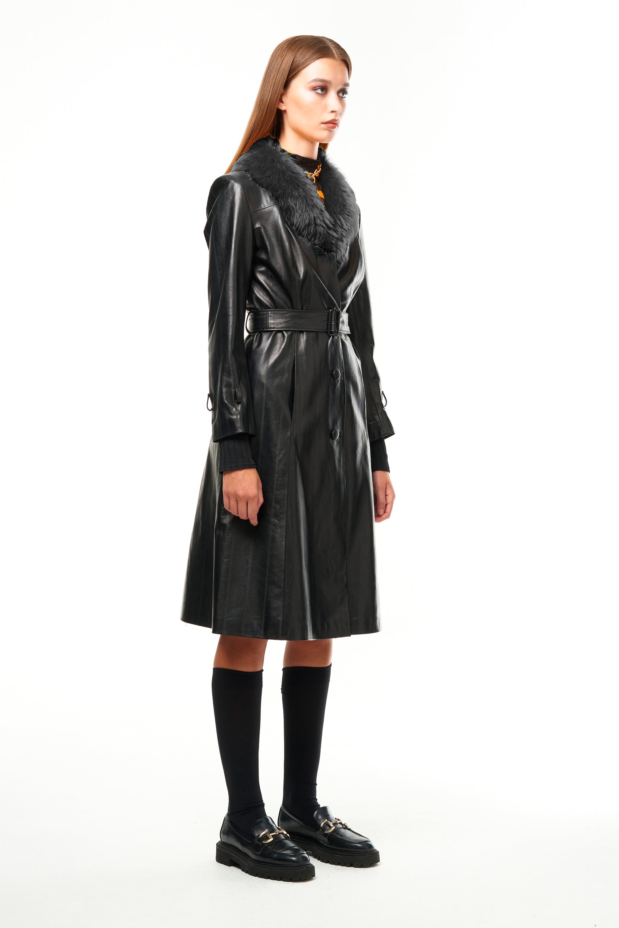 BLACK WIDOW LEATHER TRENCH COAT