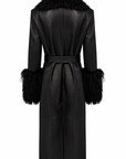 MIDNIGHT LEATHER TRENCH W // RED CONTRAST STITCH
