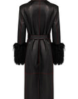 MIDNIGHT LEATHER TRENCH  W //  RED CONTRAST STITCH