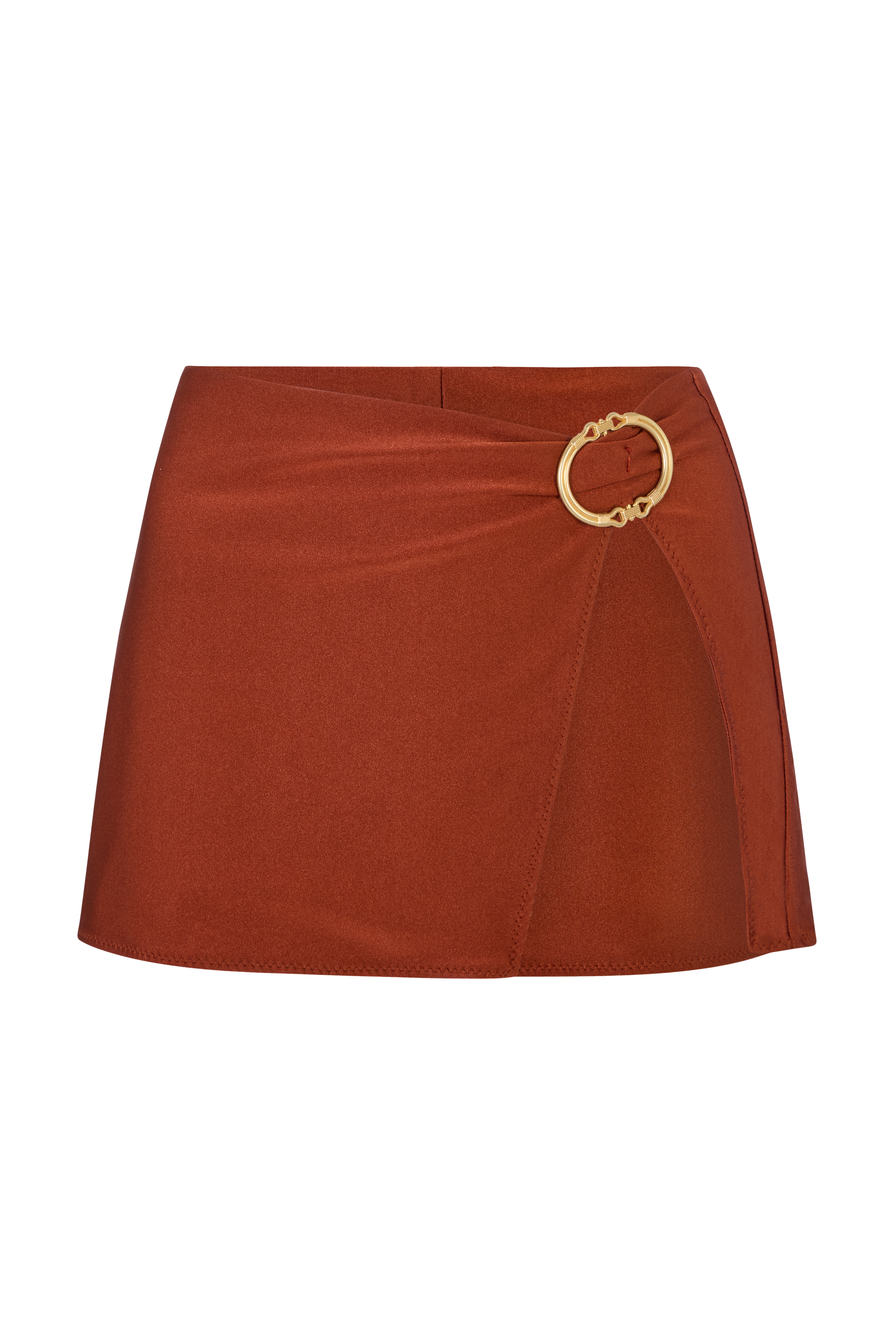 BUCKLE SLIT SKIRT IN COPPER