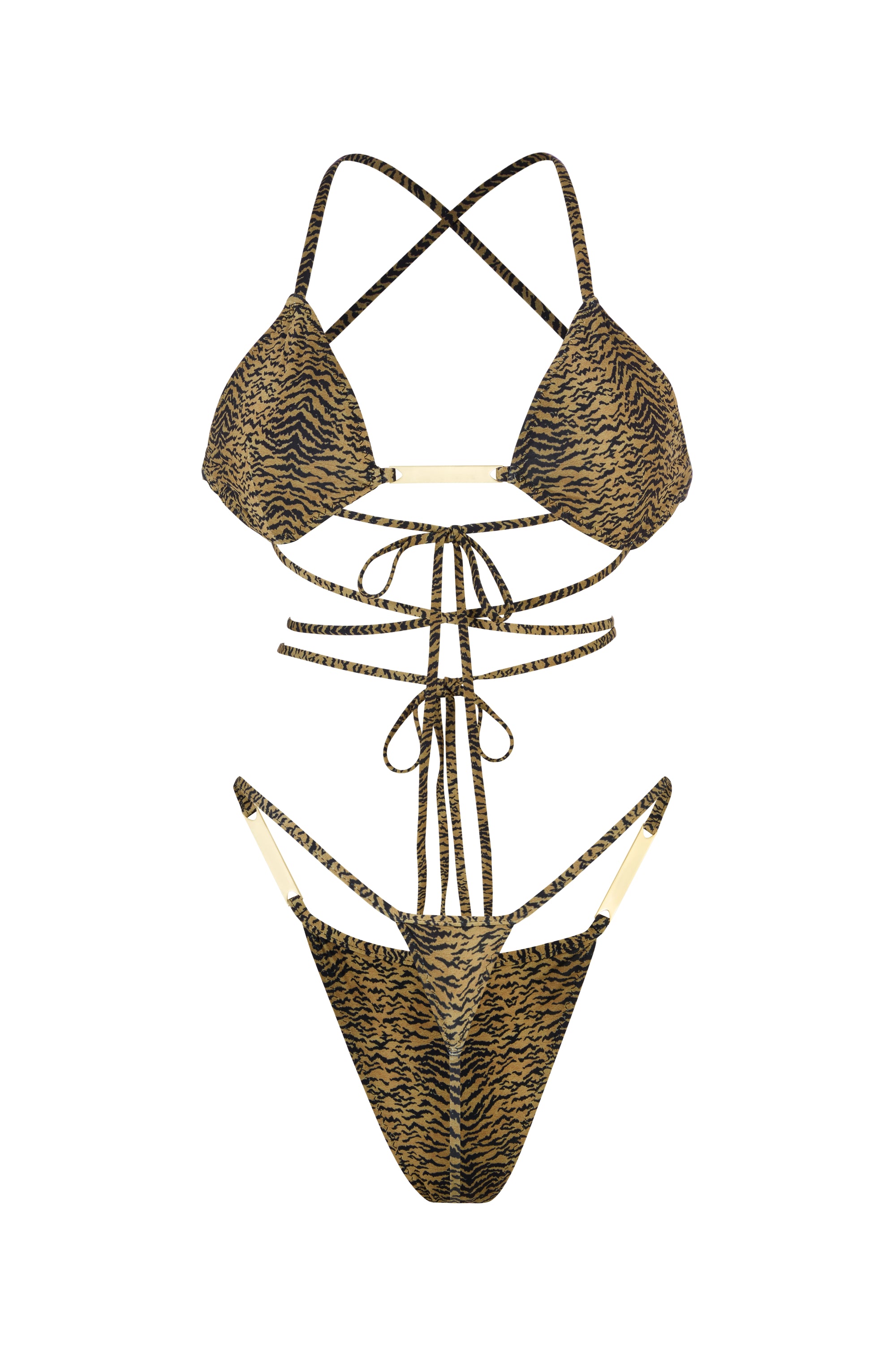 DOUBLE WRAP BIKINI TOP & ULTRA MINI BOTTOMS IN TIGER