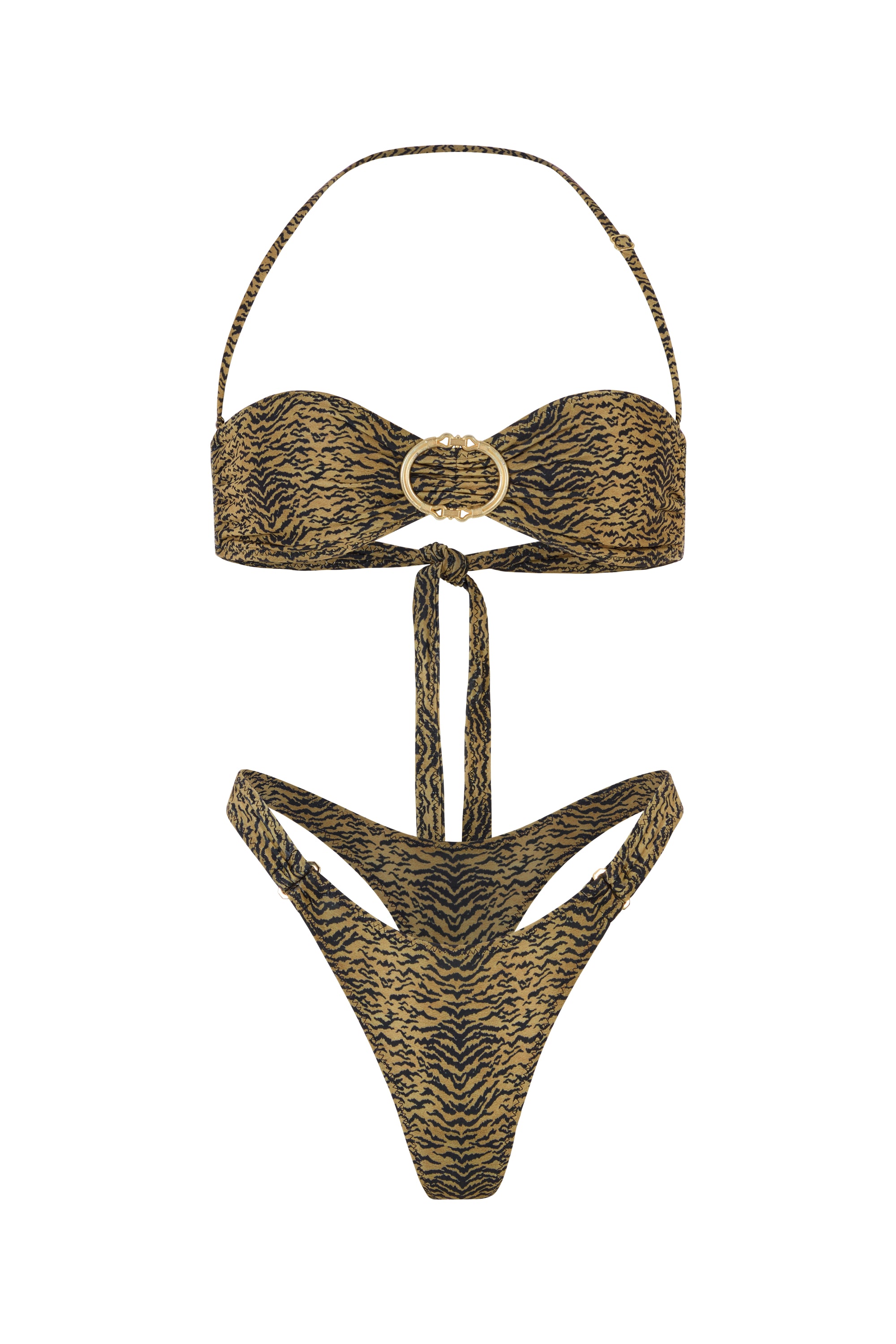 BUCKLE BANDEAU BIKINI SET IN TIGER