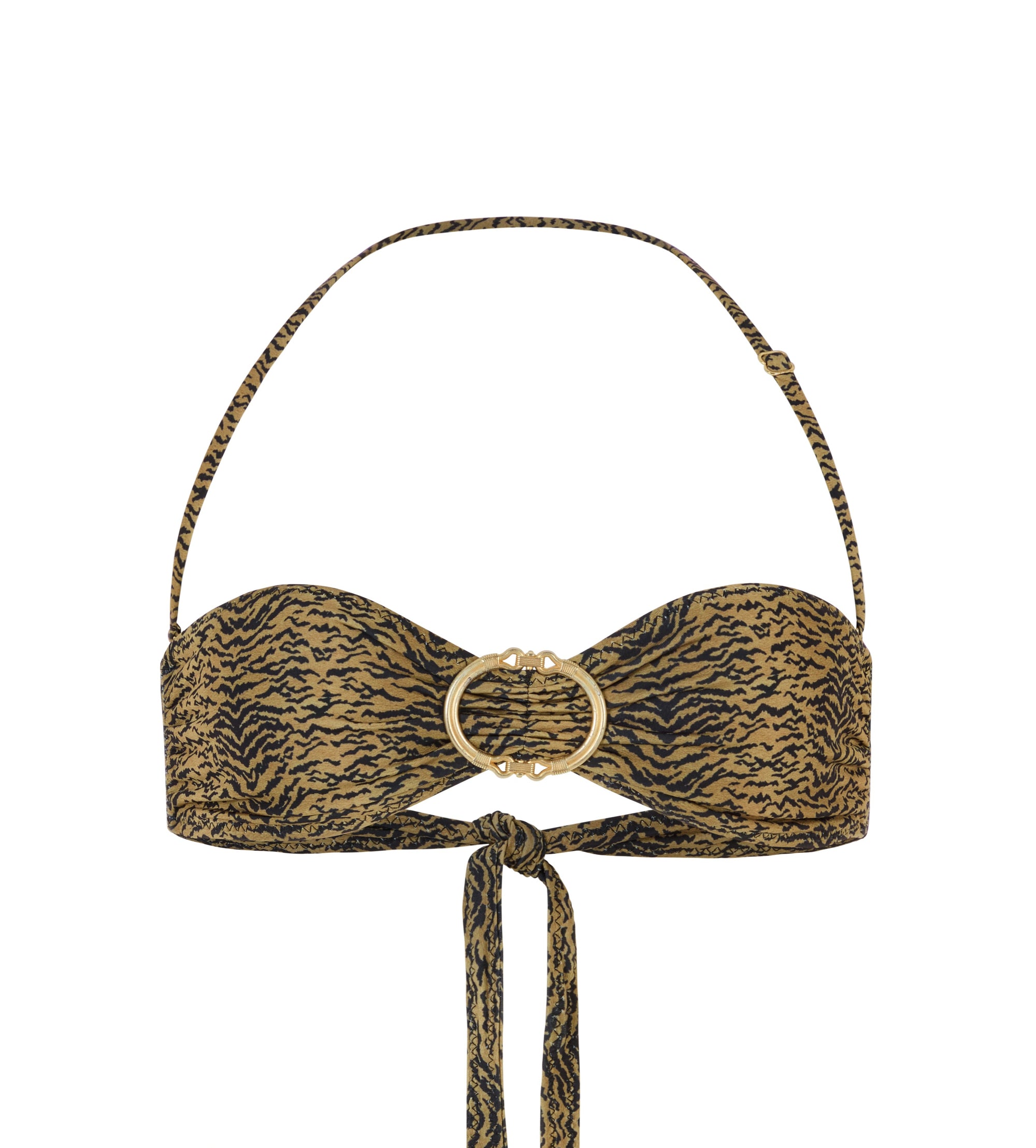 BUCKLE BANDEAU BIKINI TOP AND BUCKLE SLIT SKIRT SET IN TIGER