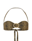 BUCKLE BANDEAU BIKINI TOP AND BUCKLE SLIT SKIRT SET IN TIGER