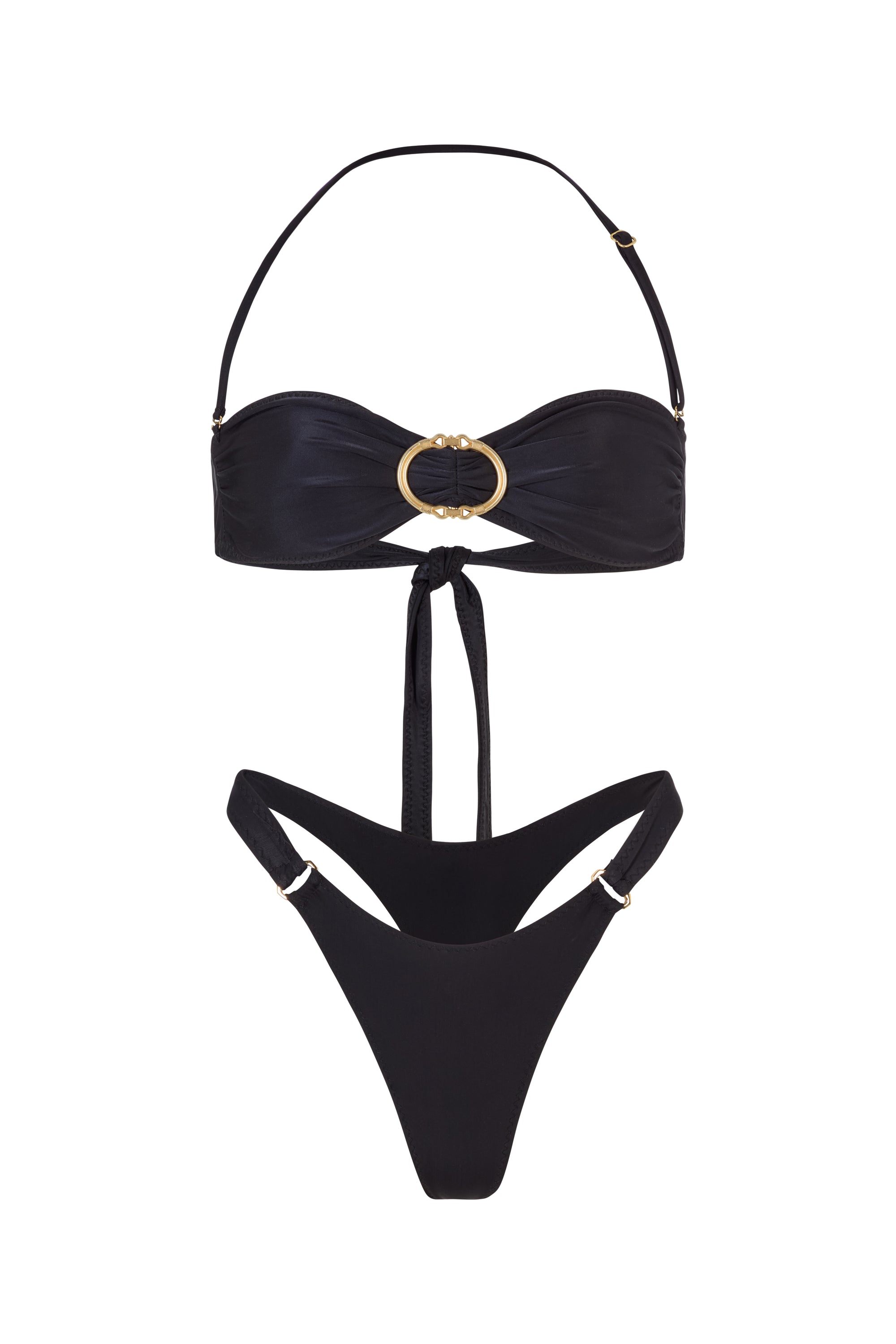 BUCKLE BANDEAU BIKINI SET IN BLACK