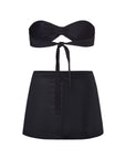 BUCKLE BANDEAU BIKINI TOP AND BUCKLE SLIT SKIRT SET IN BLACK