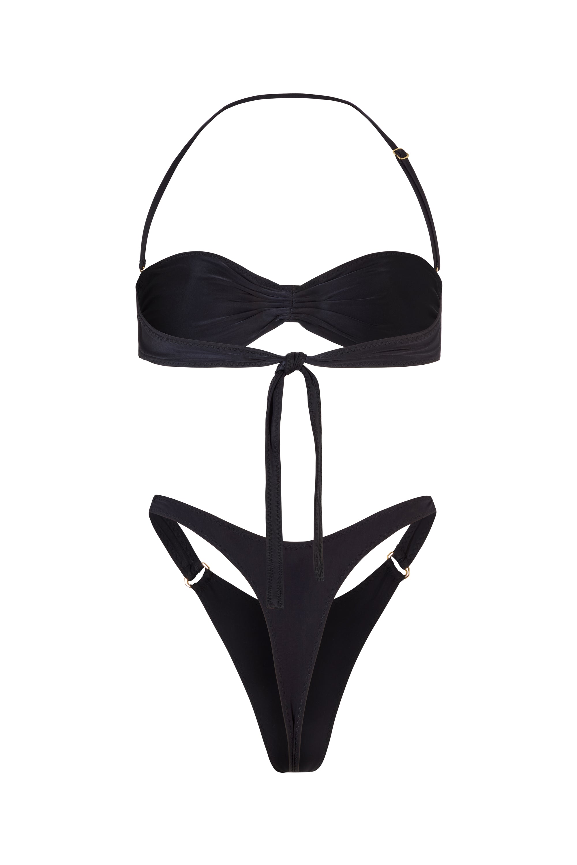 BUCKLE BANDEAU BIKINI SET IN BLACK