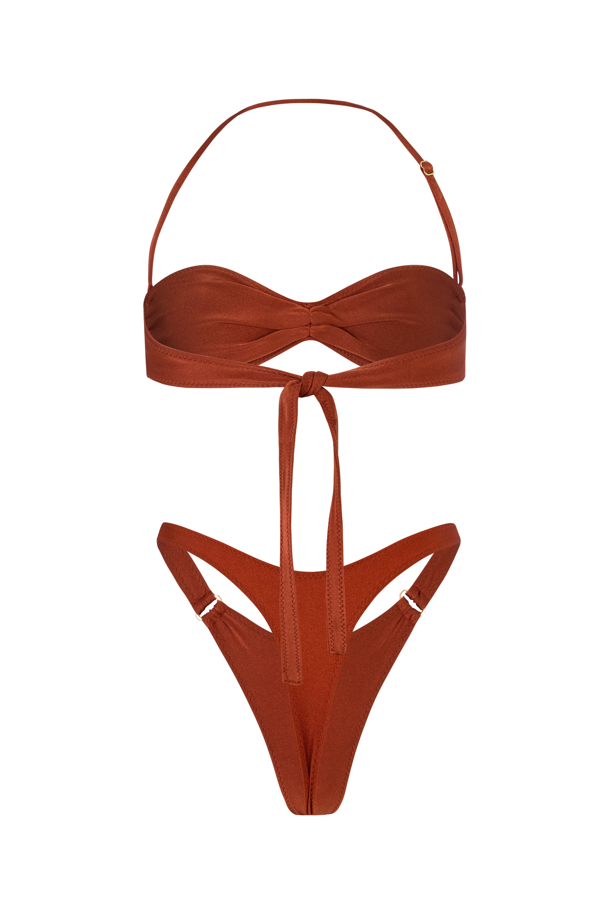 BUCKLE BANDEAU BIKINI SET IN  COPPER
