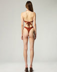 BUCKLE BANDEAU BIKINI TOP IN COPPER