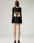 BUCKLE SLIT SKIRT IN BLACK