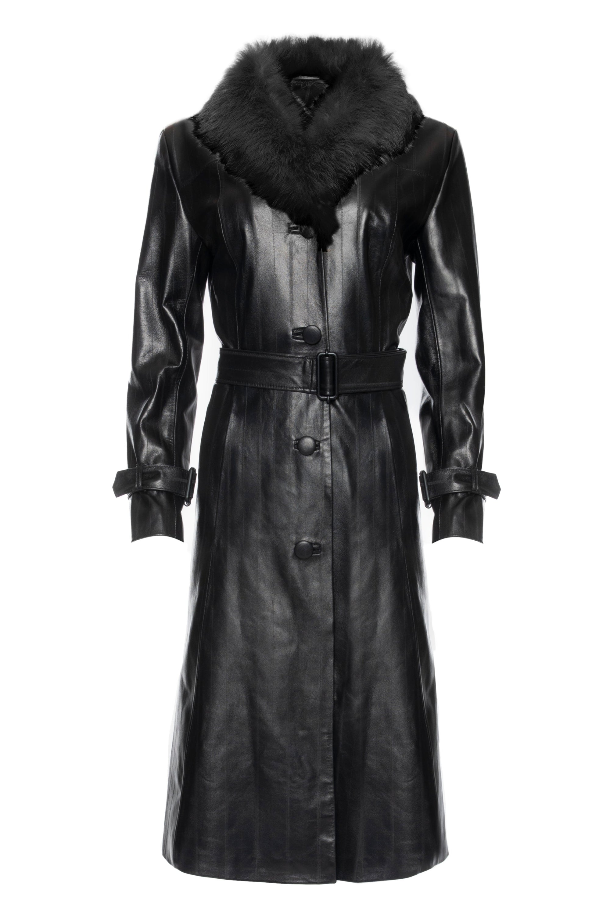 BLACK WIDOW LEATHER TRENCH COAT