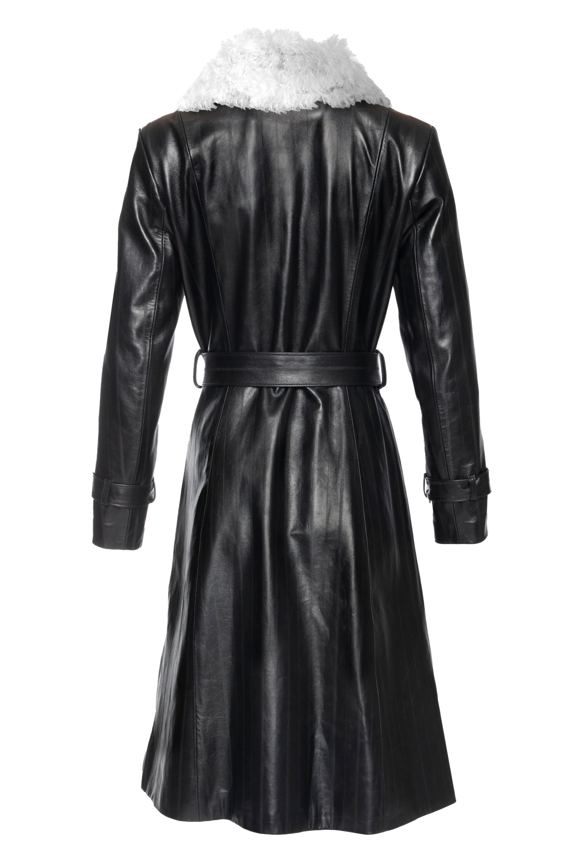 WHITE ROSE LEATHER TRENCH COAT