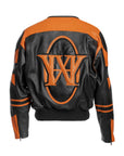 BLACK & ORANGE LEATHER RACER BOMBER JACKET 003