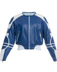 HARDWARE LDN LIMITED EDITION WHITE AND ROYAL BLUE BIKER JACKET