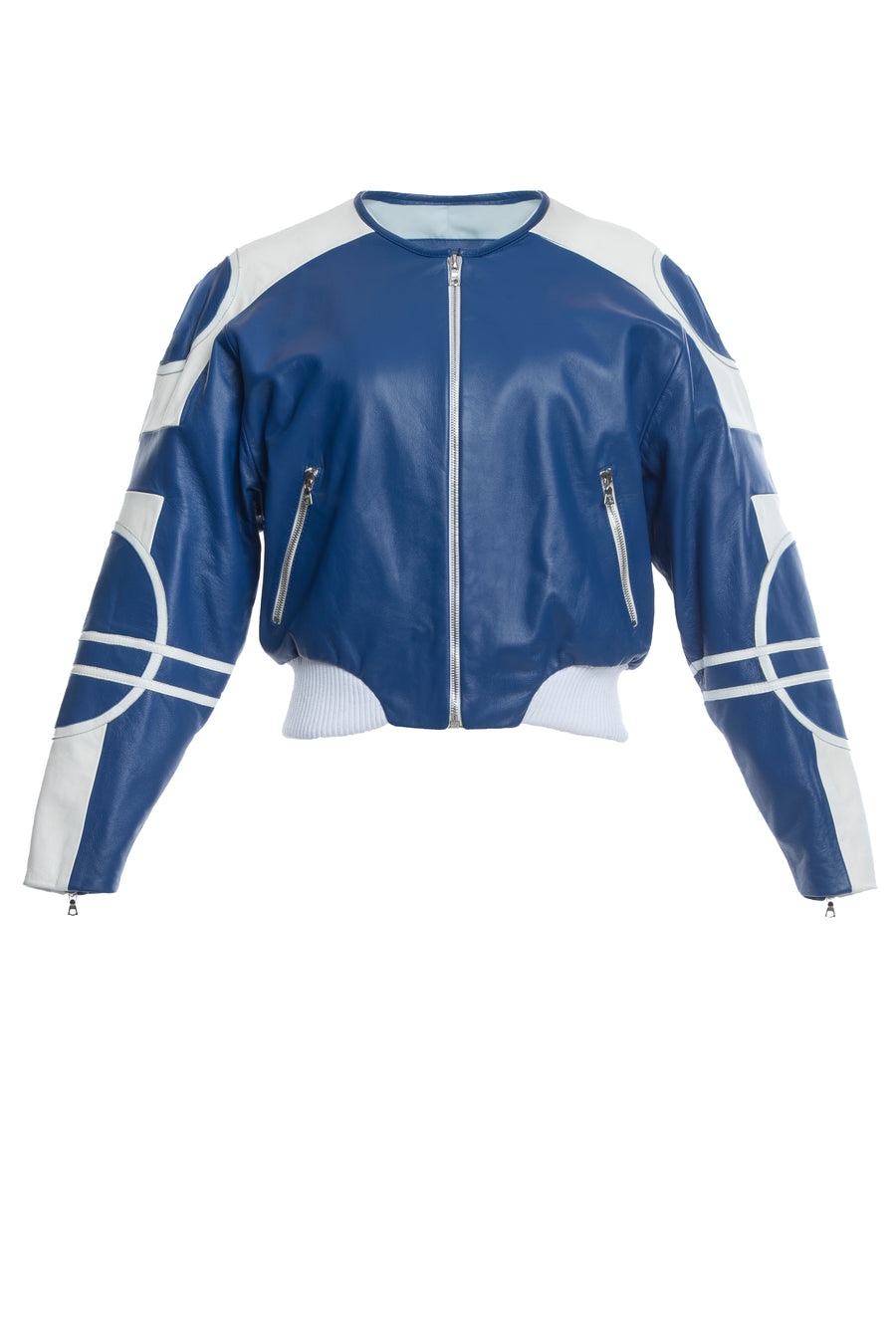 HARDWARE LDN LIMITED EDITION WHITE AND ROYAL BLUE BIKER JACKET