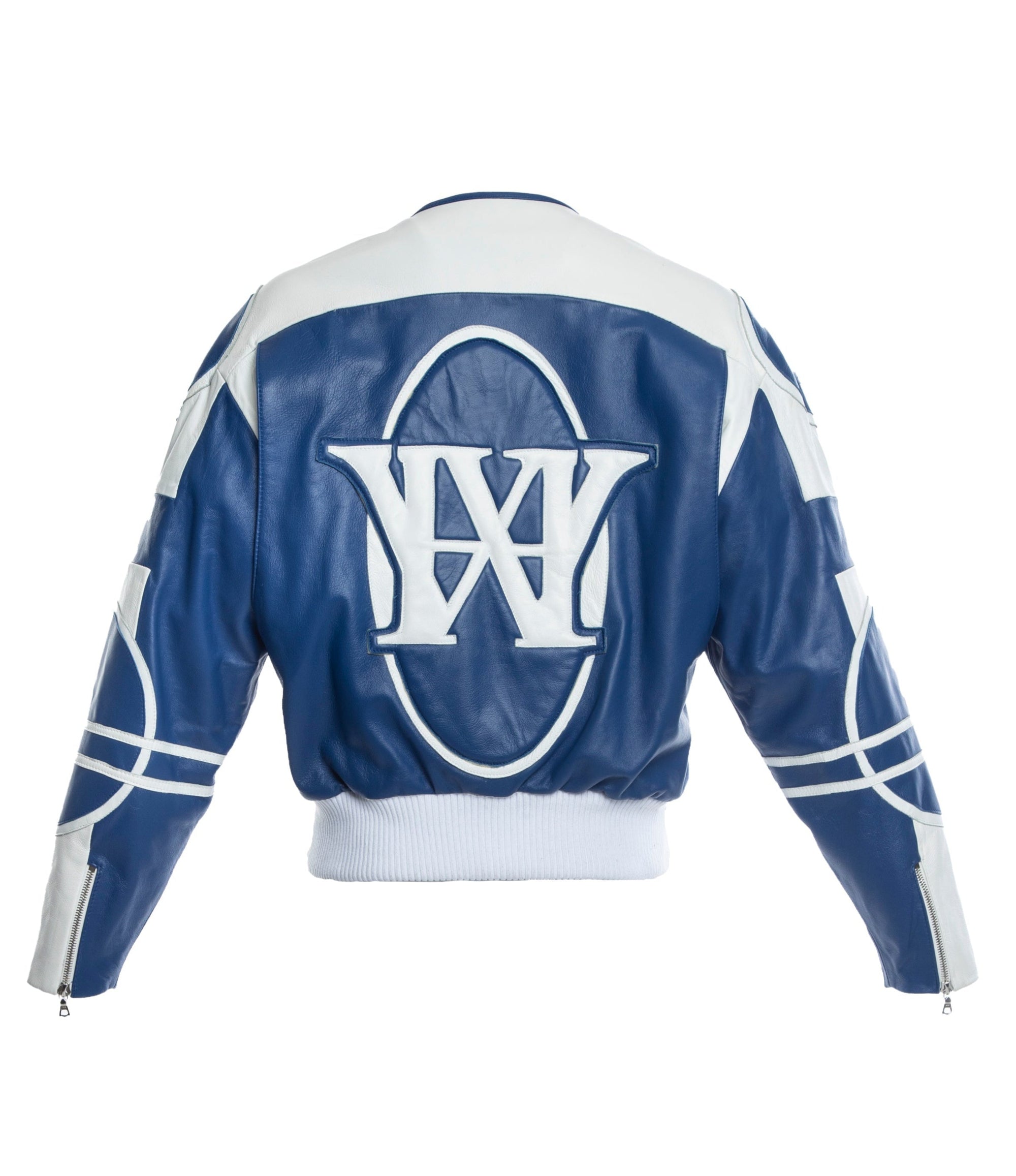 HARDWARE LDN LIMITED EDITION WHITE AND ROYAL BLUE BIKER JACKET