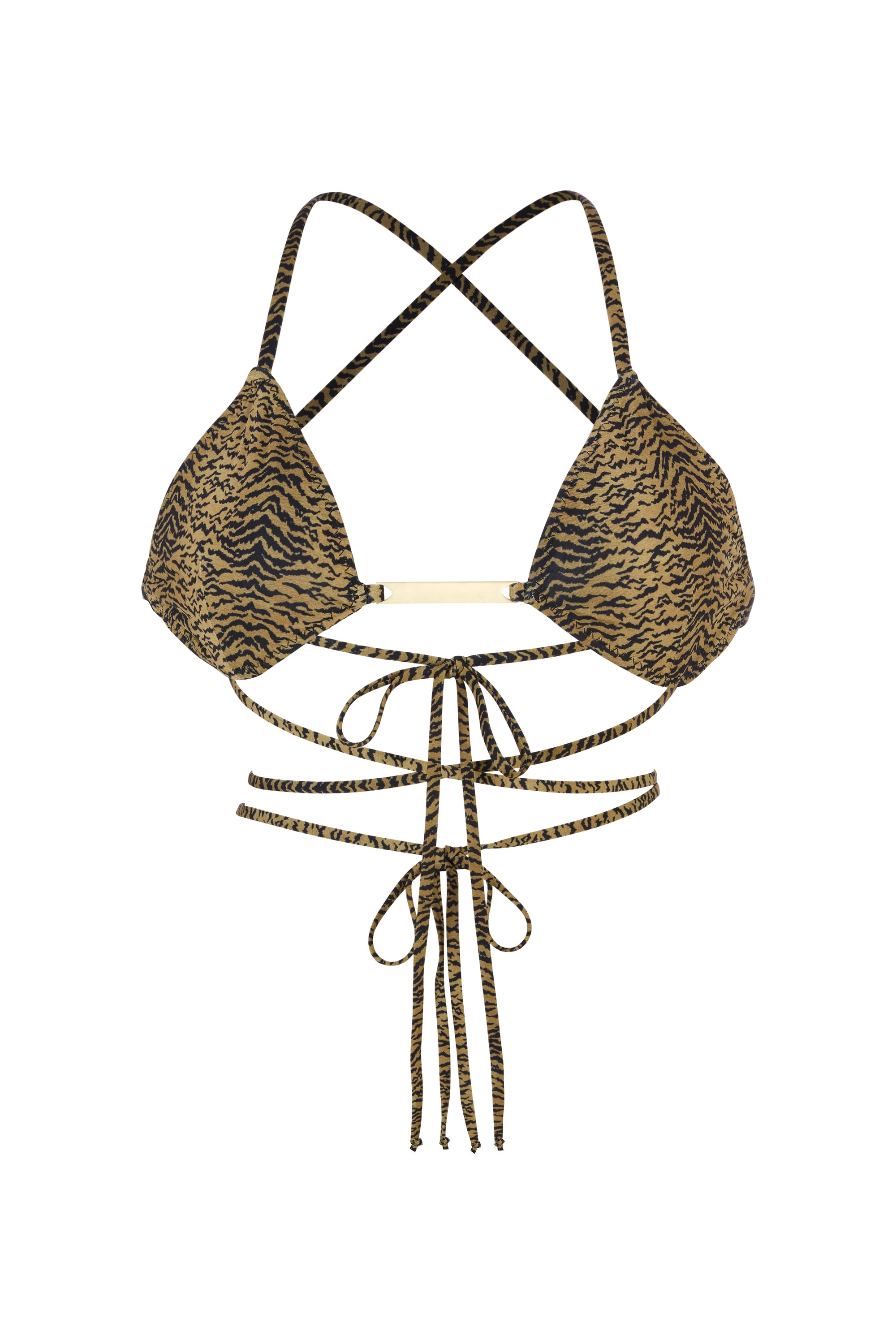 DOUBLE WRAP BIKINI TOP IN TIGER