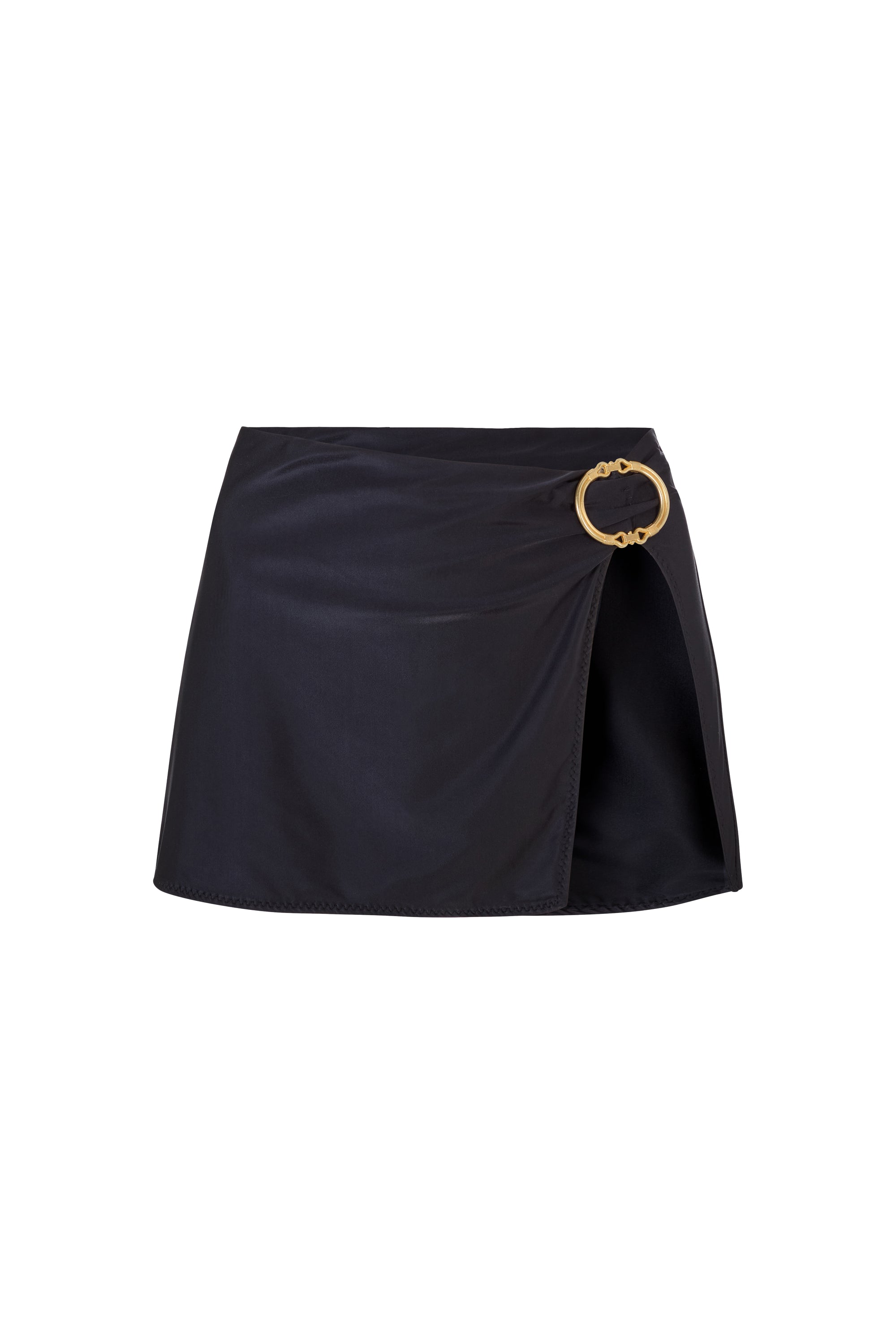 BUCKLE SLIT SKIRT IN BLACK