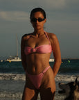 BUCKLE BANDEAU BIKINI SET IN PINK