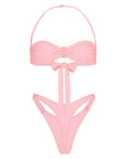 BUCKLE BANDEAU BIKINI SET IN PINK