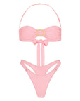 BUCKLE BANDEAU BIKINI SET IN PINK