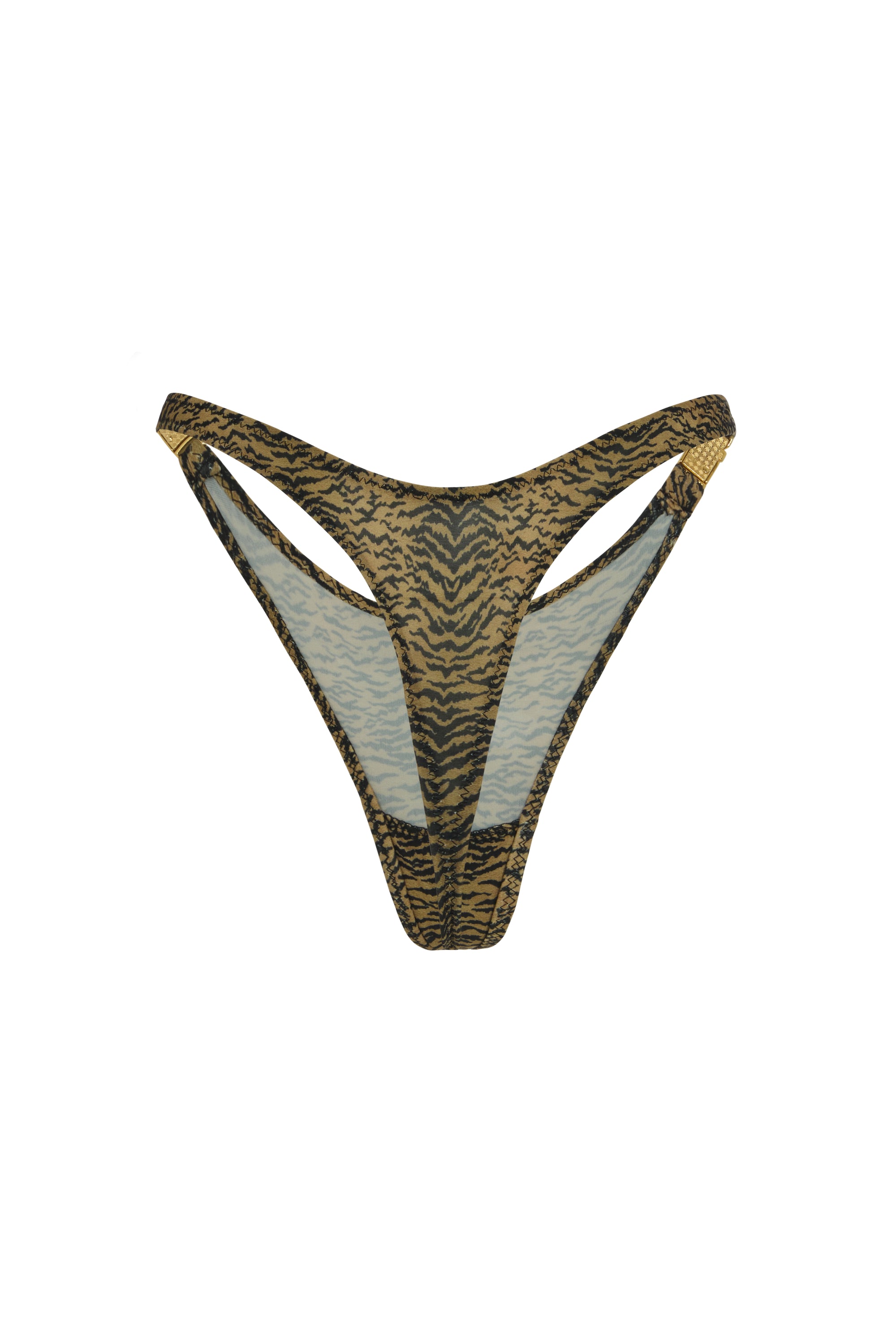 GOLD CLASP BIKINI BOTTOMS IN TIGER