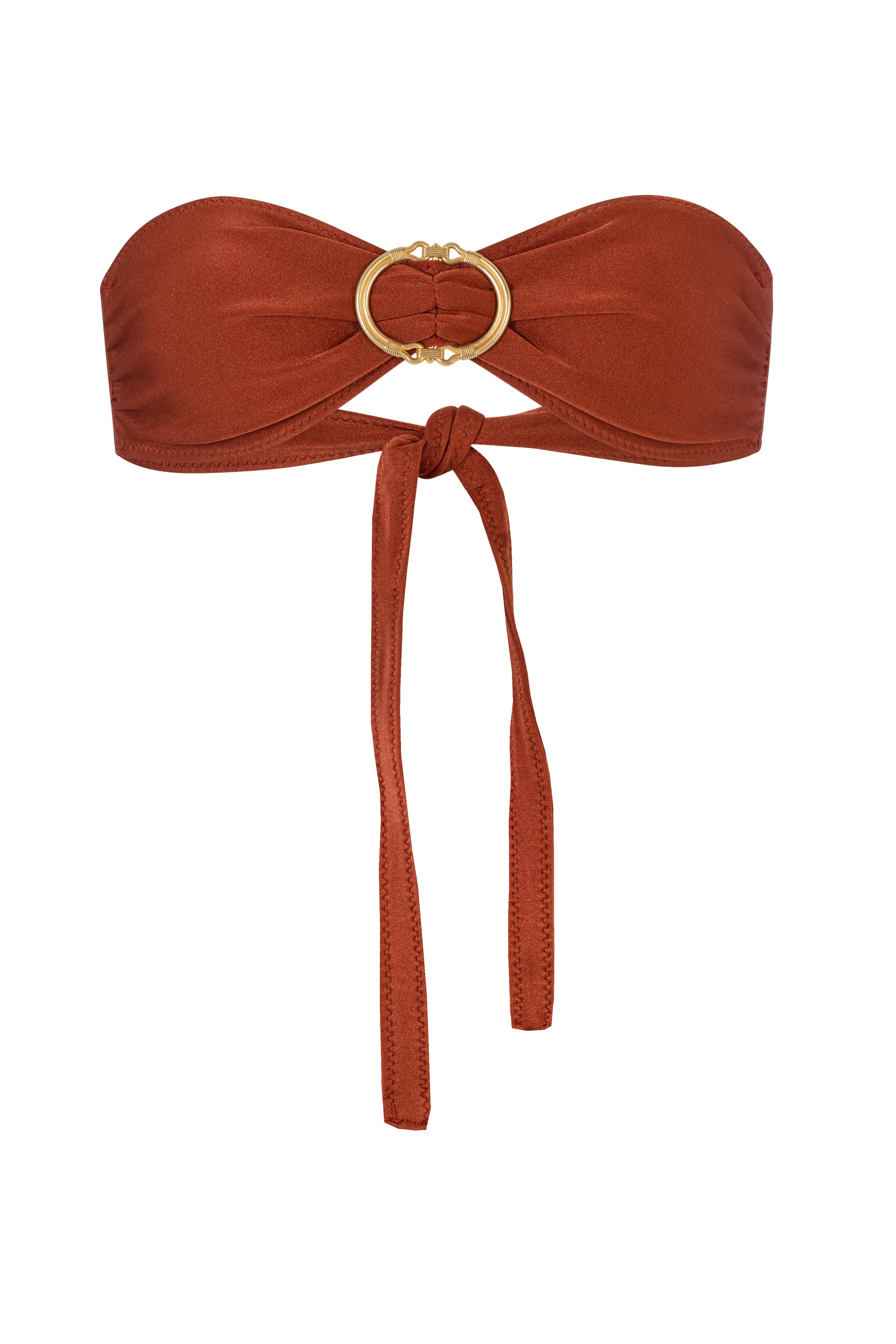 BUCKLE BANDEAU BIKINI TOP IN  COPPER