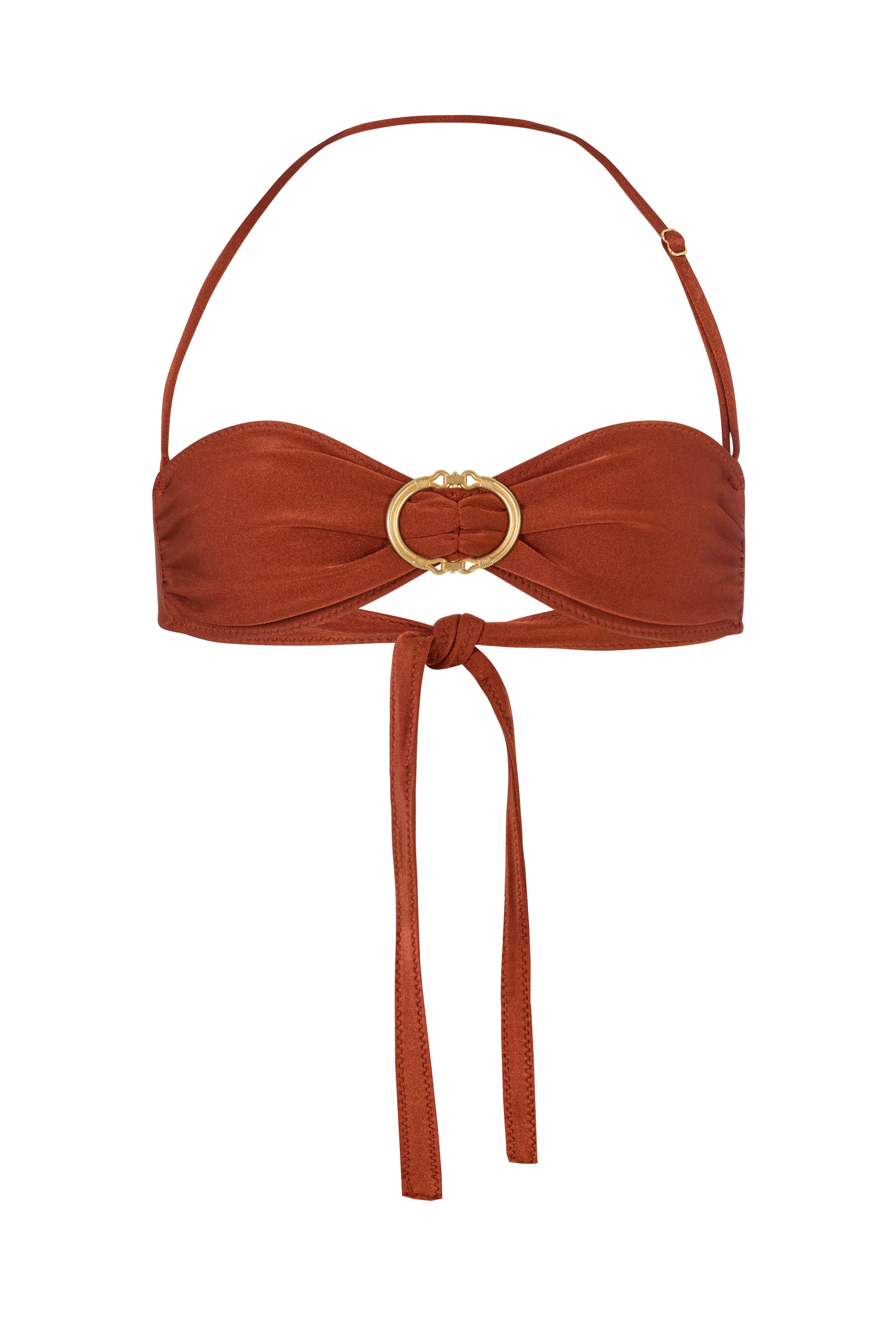 BUCKLE BANDEAU BIKINI TOP IN  COPPER