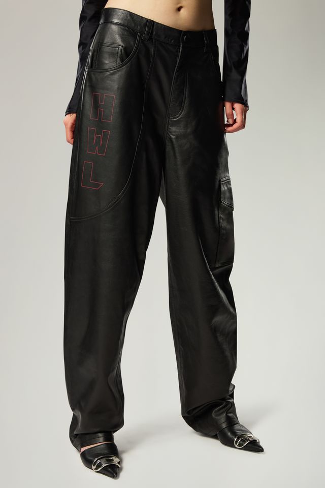 OVERSIZED UNISEX TAPERED LEG LAMBSKIN TROUSERS