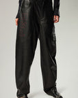 OVERSIZED UNISEX TAPERED LEG LAMBSKIN TROUSERS