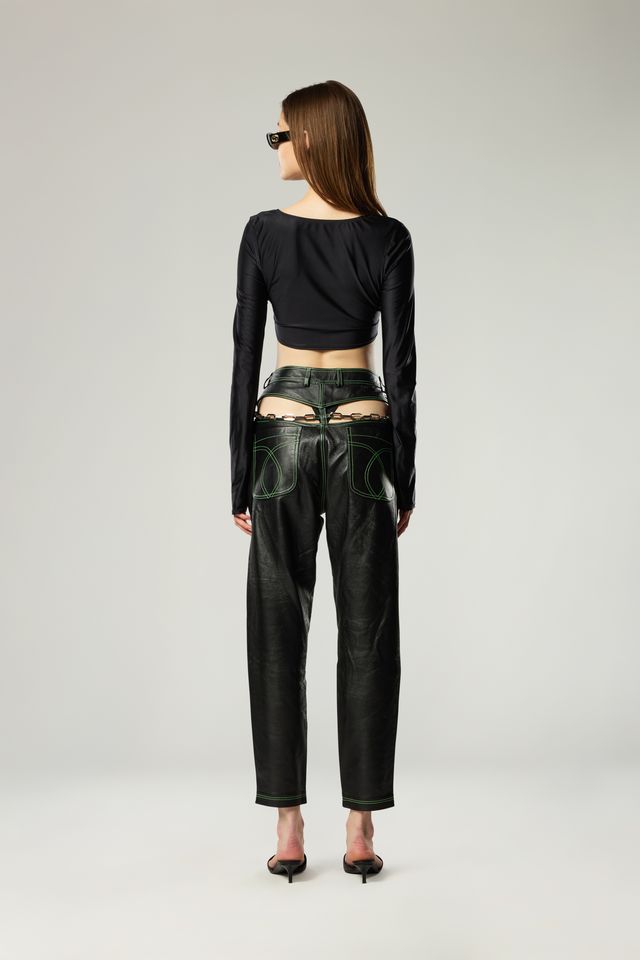 THE NEO BOOTY CHAIN LAMBSKIN LEATHER TROUSER