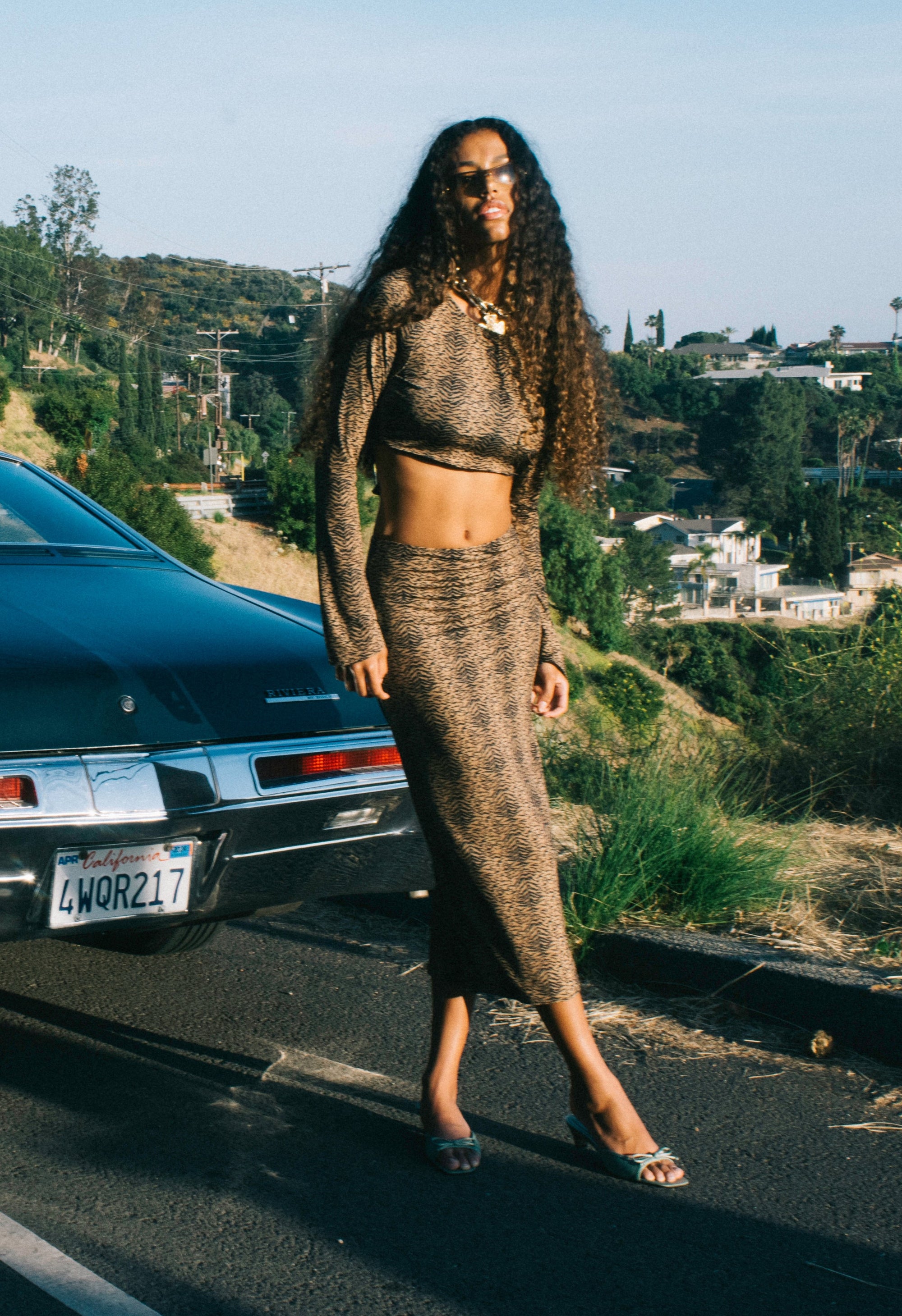 LONG SLEEVE CROPPED TOP IN TIGER