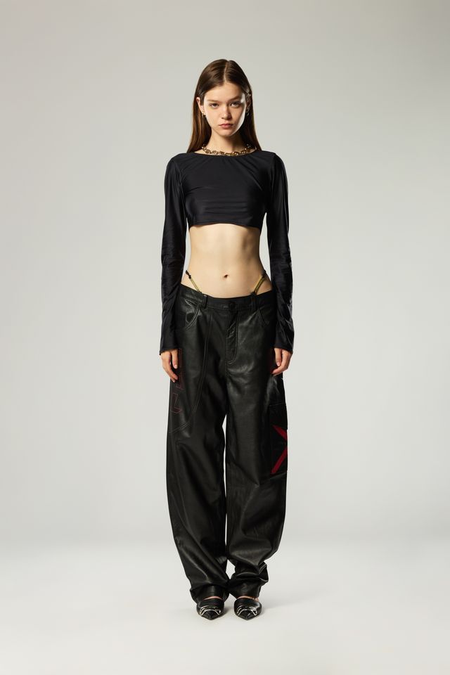 OVERSIZED UNISEX TAPERED LEG LAMBSKIN TROUSERS