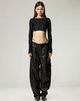 OVERSIZED UNISEX TAPERED LEG LAMBSKIN TROUSERS