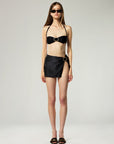 BUCKLE BANDEAU BIKINI TOP AND BUCKLE SLIT SKIRT SET IN BLACK